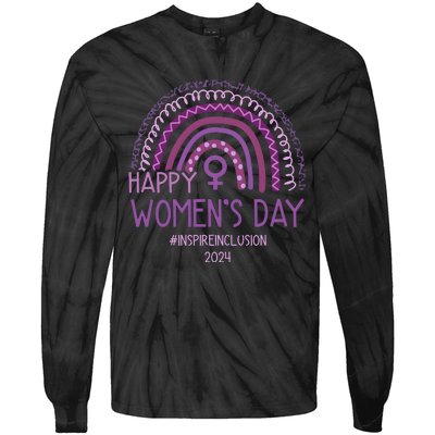 Happy International Women Day 2024 Purple Rainbow Tie-Dye Long Sleeve Shirt