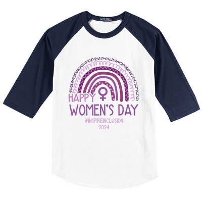 Happy International Women Day 2024 Purple Rainbow Baseball Sleeve Shirt