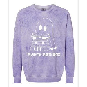 Halloween Im With The Banned Ghost Reading Book Librarian Colorblast Crewneck Sweatshirt