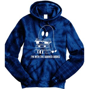 Halloween Im With The Banned Ghost Reading Book Librarian Tie Dye Hoodie