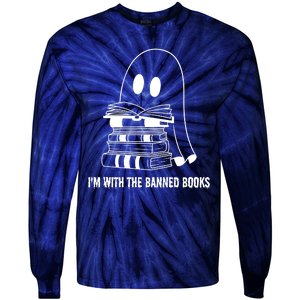 Halloween Im With The Banned Ghost Reading Book Librarian Tie-Dye Long Sleeve Shirt