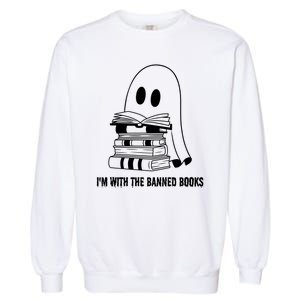 Halloween Im With The Banned Ghost Reading Book Librarian Garment-Dyed Sweatshirt