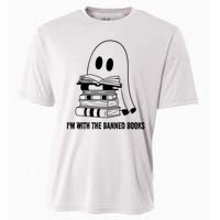 Halloween Im With The Banned Ghost Reading Book Librarian Cooling Performance Crew T-Shirt