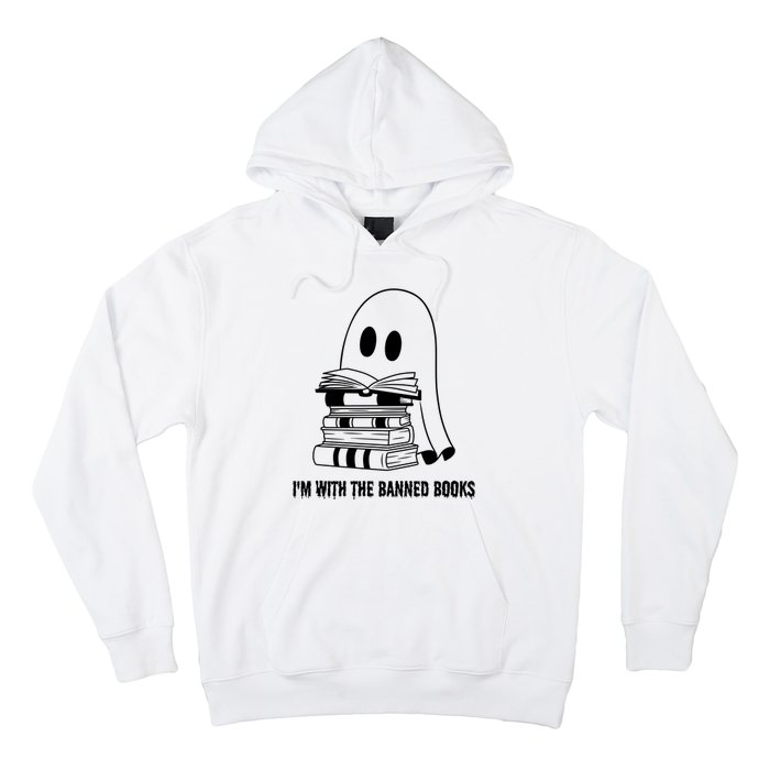 Halloween Im With The Banned Ghost Reading Book Librarian Hoodie