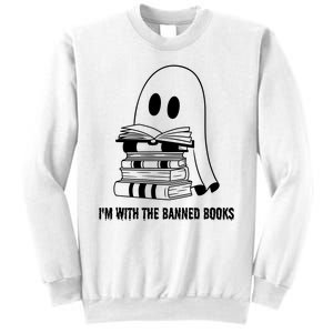 Halloween Im With The Banned Ghost Reading Book Librarian Sweatshirt