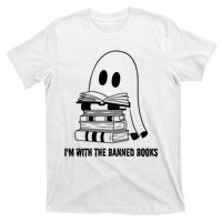 Halloween Im With The Banned Ghost Reading Book Librarian T-Shirt