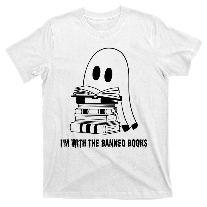 Halloween Im With The Banned Ghost Reading Book Librarian T-Shirt