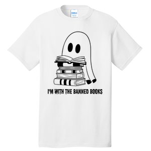 Halloween Im With The Banned Ghost Reading Book Librarian Tall T-Shirt