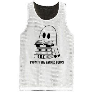 Halloween Im With The Banned Ghost Reading Book Librarian Mesh Reversible Basketball Jersey Tank