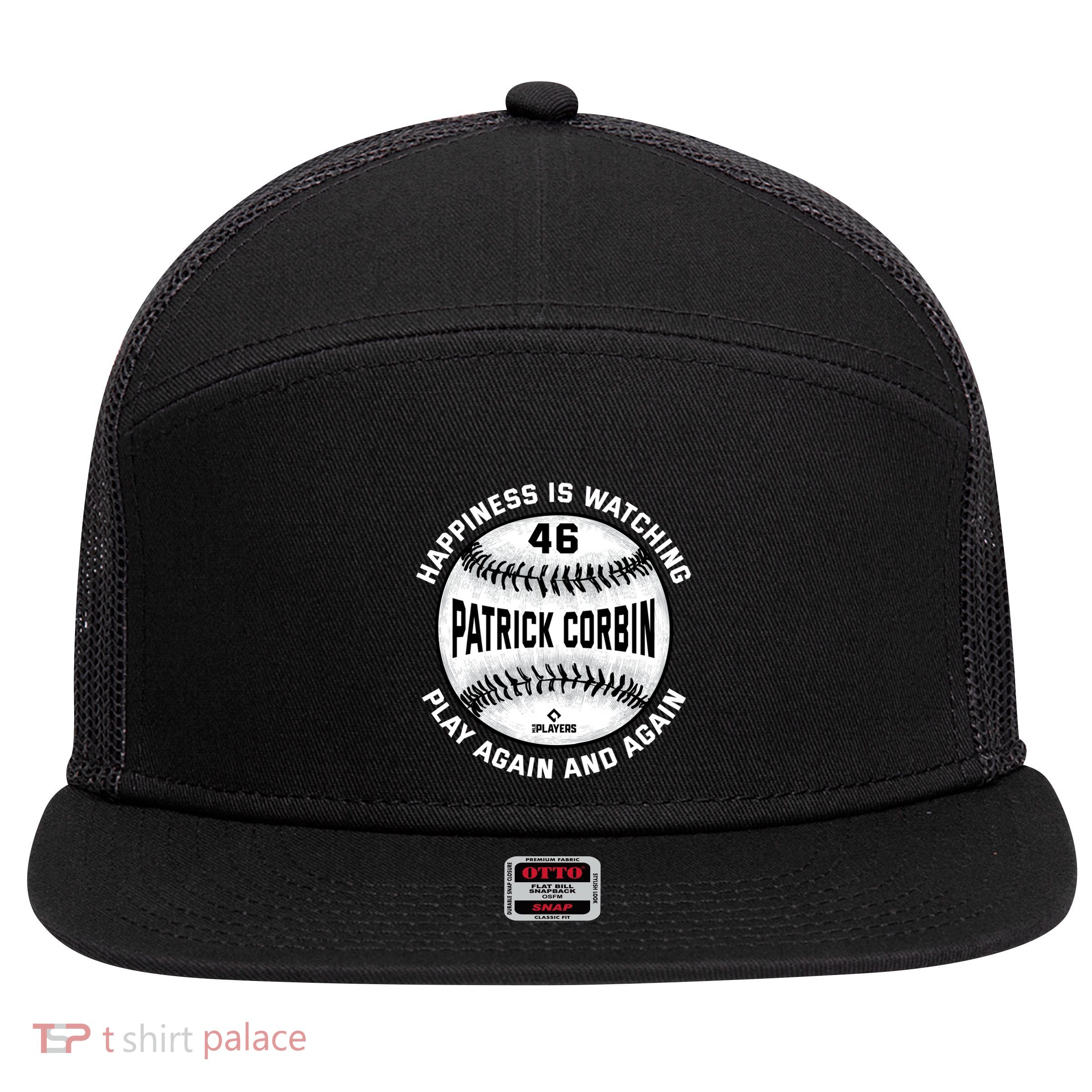 Happiness Is Watching Patrick Corbin Baseball Player Meaningful Gift 7 Panel Mesh Trucker Snapback Hat