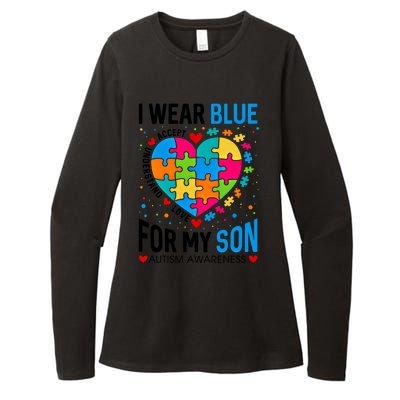 Heart I Wear Blue For My Son Autism Awareness Month Parents Cool Gift Womens CVC Long Sleeve Shirt