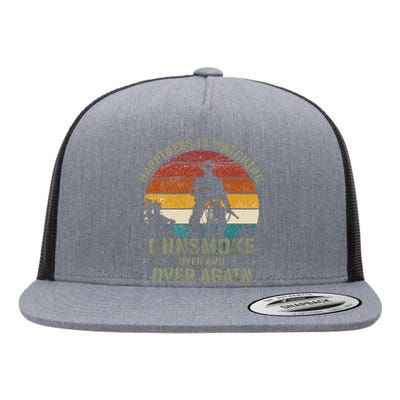 Happiness Is Watching Gunsmoke Over And Over Again Cowboys Flat Bill Trucker Hat