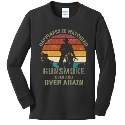 Happiness Is Watching Gunsmoke Over And Over Again Cowboys Kids Long Sleeve Shirt