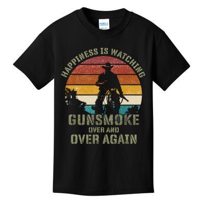 Happiness Is Watching Gunsmoke Over And Over Again Cowboys Kids T-Shirt