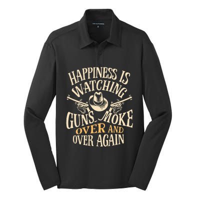 Happiness Is Watching Gunsmoke  Silk Touch Performance Long Sleeve Polo