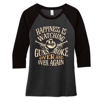 Happiness Is Watching Gunsmoke  Women's Tri-Blend 3/4-Sleeve Raglan Shirt