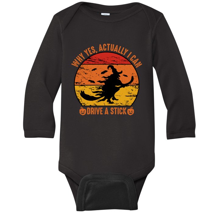 Halloween Ideas Why Yes Actually I Can Drive A Stick Baby Long Sleeve Bodysuit