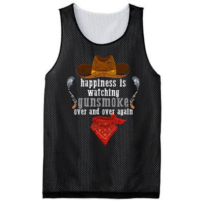 Happiness Is Watching Gunsmoke Over And Over Again Cowboys Trending Design Mesh Reversible Basketball Jersey Tank