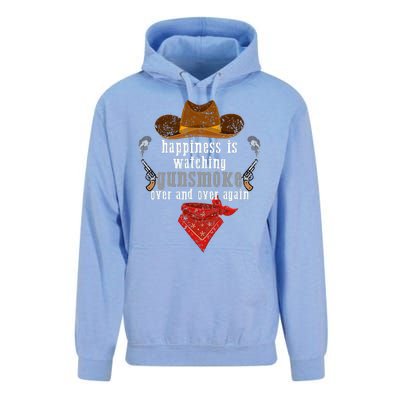 Happiness Is Watching Gunsmoke Over And Over Again Cowboys Trending Design Unisex Surf Hoodie