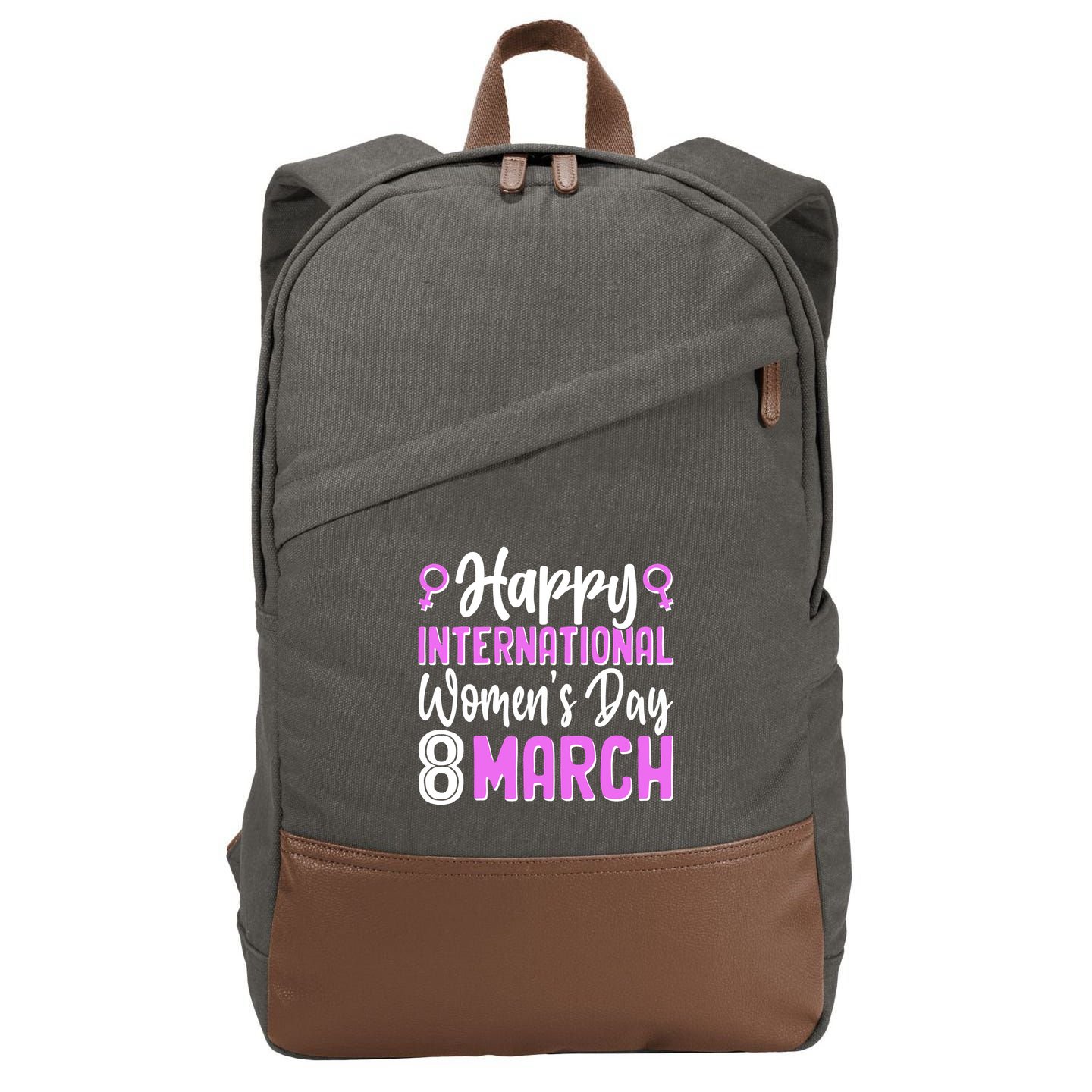 Happy International Womens Day March 8 Cotton Canvas Backpack