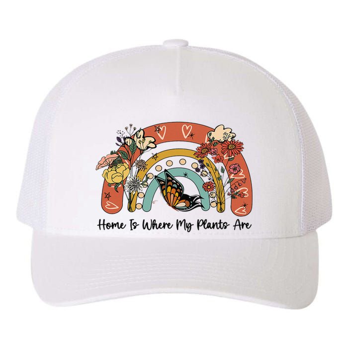 Home Is Where My Plants Are. Funny Distressed Gardening Yupoong Adult 5-Panel Trucker Hat