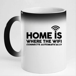 HOME IS WHERE THE WIFI FUNNY 11oz Black Color Changing Mug