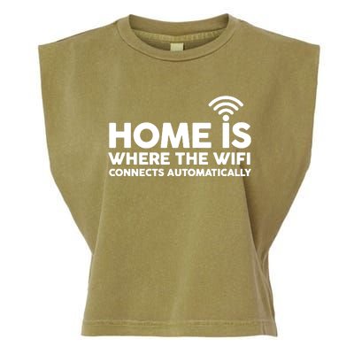 HOME IS WHERE THE WIFI FUNNY Garment-Dyed Women's Muscle Tee