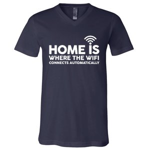 HOME IS WHERE THE WIFI FUNNY V-Neck T-Shirt