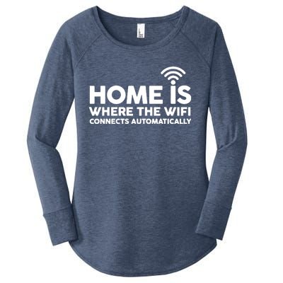 HOME IS WHERE THE WIFI FUNNY Women's Perfect Tri Tunic Long Sleeve Shirt