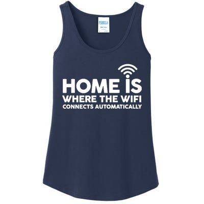 HOME IS WHERE THE WIFI FUNNY Ladies Essential Tank