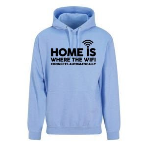 HOME IS WHERE THE WIFI FUNNY Unisex Surf Hoodie