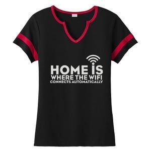 HOME IS WHERE THE WIFI Ladies Halftime Notch Neck Tee