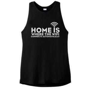 HOME IS WHERE THE WIFI Ladies PosiCharge Tri-Blend Wicking Tank