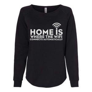 HOME IS WHERE THE WIFI Womens California Wash Sweatshirt