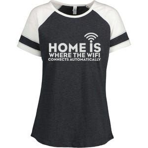 HOME IS WHERE THE WIFI Enza Ladies Jersey Colorblock Tee