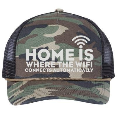 HOME IS WHERE THE WIFI Retro Rope Trucker Hat Cap