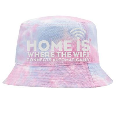 HOME IS WHERE THE WIFI Tie-Dyed Bucket Hat