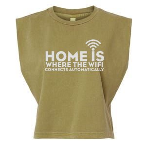 HOME IS WHERE THE WIFI Garment-Dyed Women's Muscle Tee