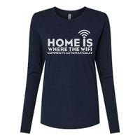 HOME IS WHERE THE WIFI Womens Cotton Relaxed Long Sleeve T-Shirt