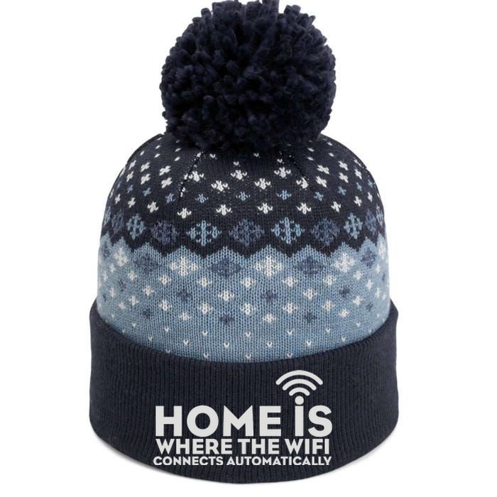 HOME IS WHERE THE WIFI The Baniff Cuffed Pom Beanie