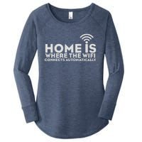 HOME IS WHERE THE WIFI Women's Perfect Tri Tunic Long Sleeve Shirt