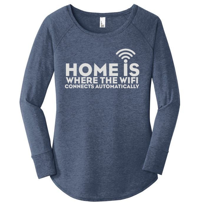 HOME IS WHERE THE WIFI Women's Perfect Tri Tunic Long Sleeve Shirt