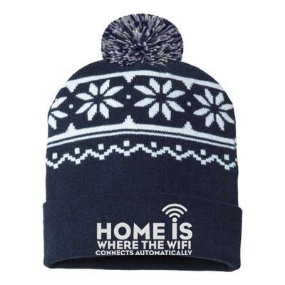 HOME IS WHERE THE WIFI USA-Made Snowflake Beanie