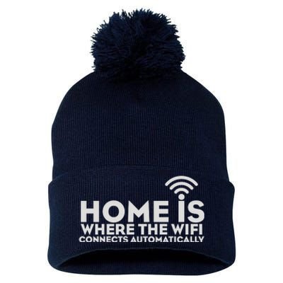 HOME IS WHERE THE WIFI Pom Pom 12in Knit Beanie