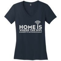 HOME IS WHERE THE WIFI Women's V-Neck T-Shirt