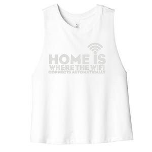 HOME IS WHERE THE WIFI Women's Racerback Cropped Tank