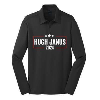 Hugh Janus 24 For President Funny Election Silk Touch Performance Long Sleeve Polo