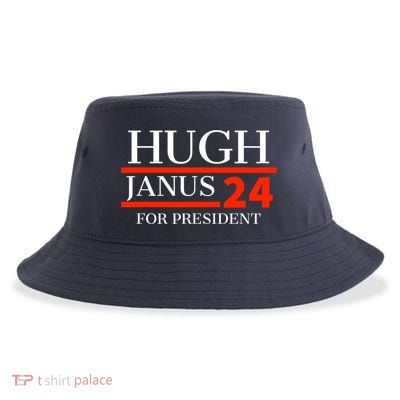 Hugh Janus 24 For President Funny 2024 Election Sustainable Bucket Hat