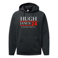 Hugh Janus 24 For President Funny 2024 Election Performance Fleece Hoodie