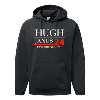 Hugh Janus 24 For President Funny 2024 Election Performance Fleece Hoodie